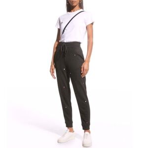 Rails Oakland STAR Embroidered Knit Sweat Pants Joggers Drawcord Pockets Stretch